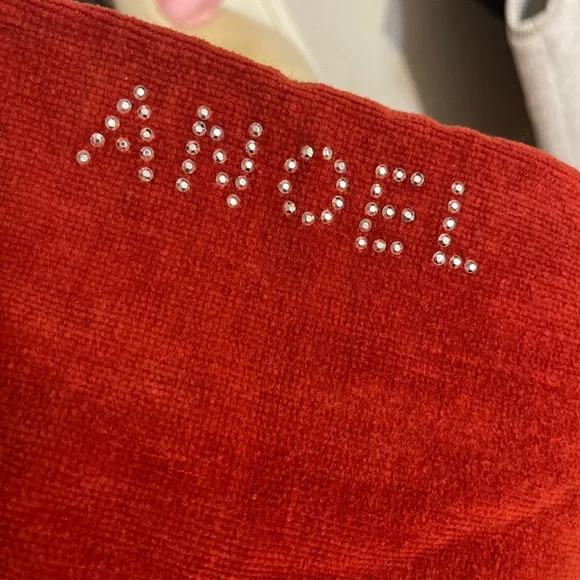 Corduroy red kids pants with ribbon like trim on the side with bell bottoms - Picture 4 of 5